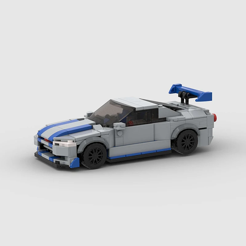 MOC Skyline GTR Racing R34 Sports Car Vehicle Fast Furious 2 Speed Champion Racer Building Blocks Brick Creative Garage Toy Boy