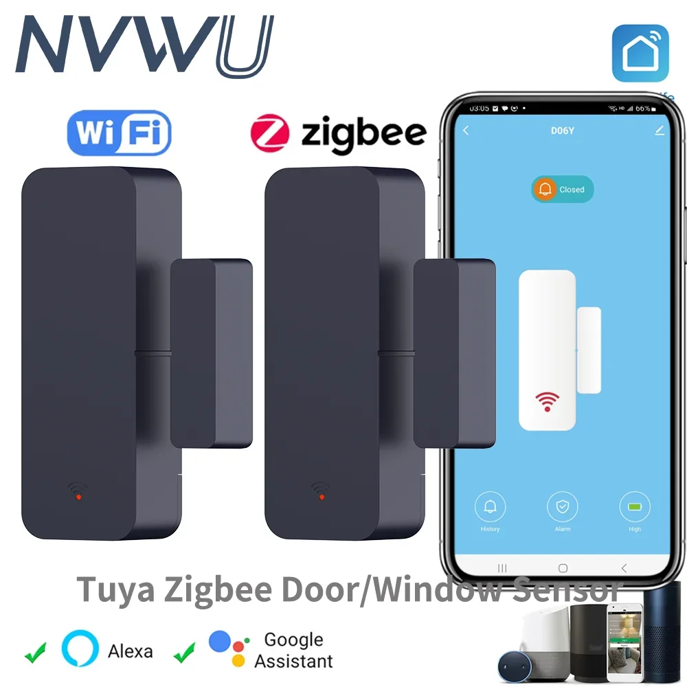 Tuya Zigbee Wifi Door Sensor Window Entry Sensor Security Burglar Magnetic Sensor Alarm Smart Life Work With Alexa Google Home