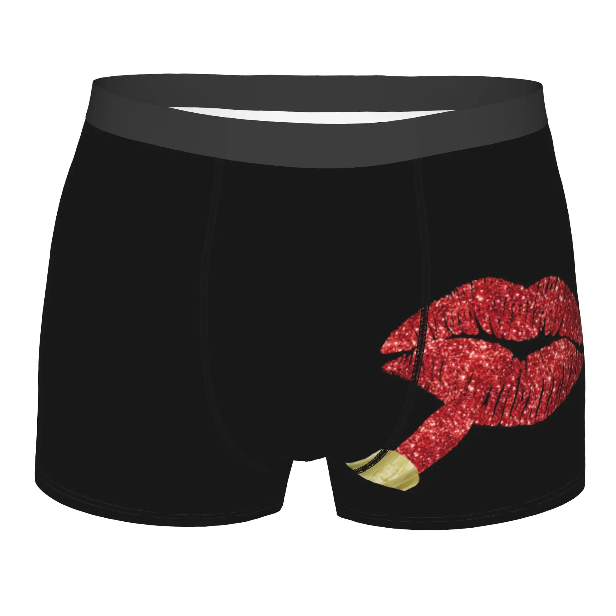 

Custom Lipstick on Pouty Lips Men Breathable Sexy Lady Girl Pop Art Boxer Briefs Shorts Panties Soft Underpants For Homme