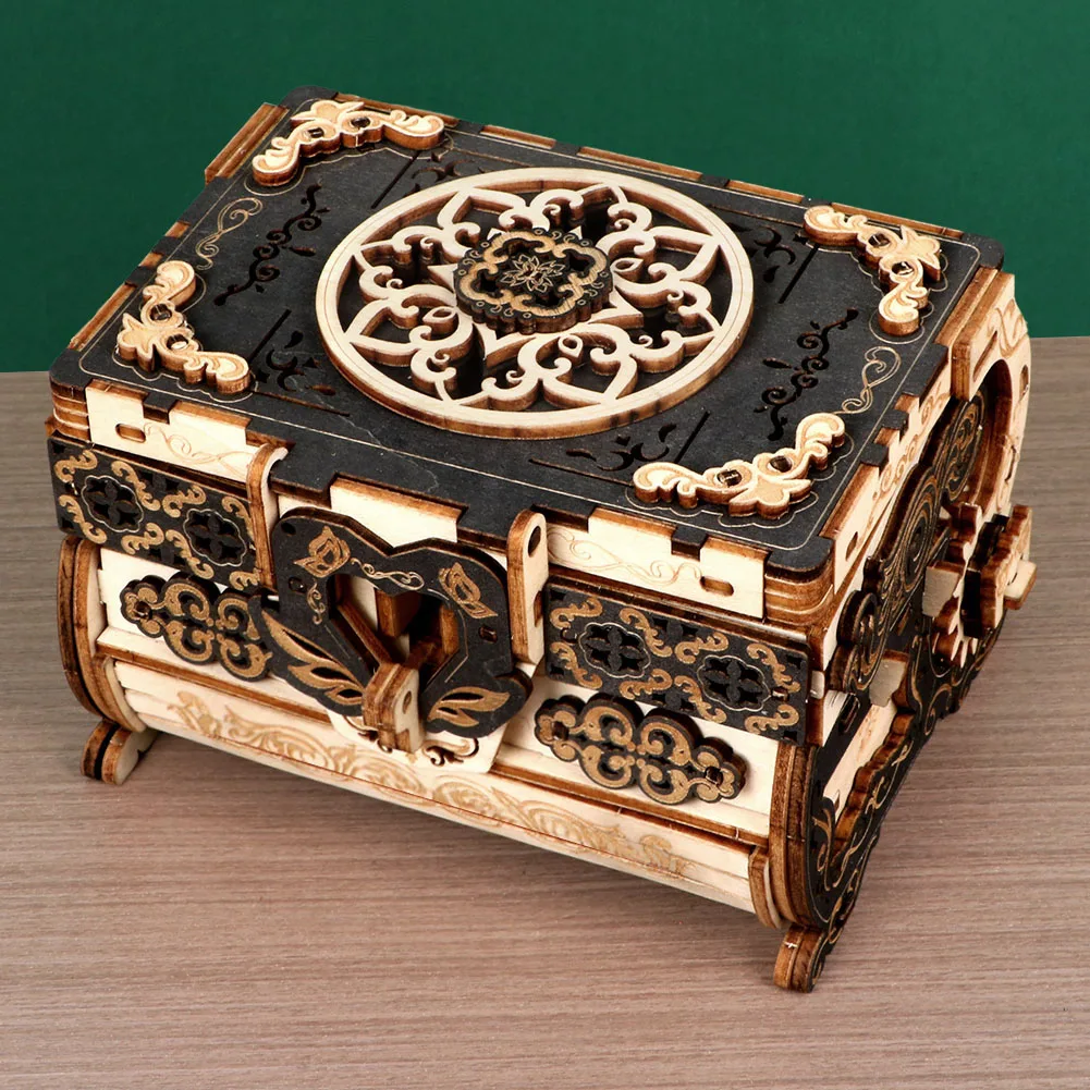 Wooden Vintage Jewelry Box Puzzle Classic Valentine's Day Gift Christmas Wooden Decoration Gift Wooden Storage Box