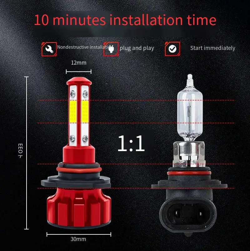 

360° LED Headlight Bulbs H7 H11 HB3 HB4 9005 9006 12V 20W 6000K Car Light Retrofit