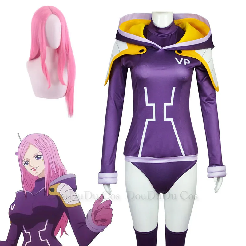 Future Island joyería Bonney disfraz de Cosplay peluca disfraz adulto Top pantalones cortos guante uniforme conjunto traje de fiesta de Halloween para mujeres