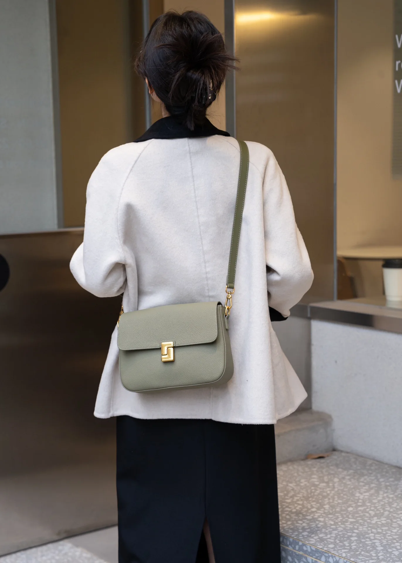Women's Luxury Togo Leather Convertible Bag - Dual Strap Crossbody & Shoulder Purse for Everyday