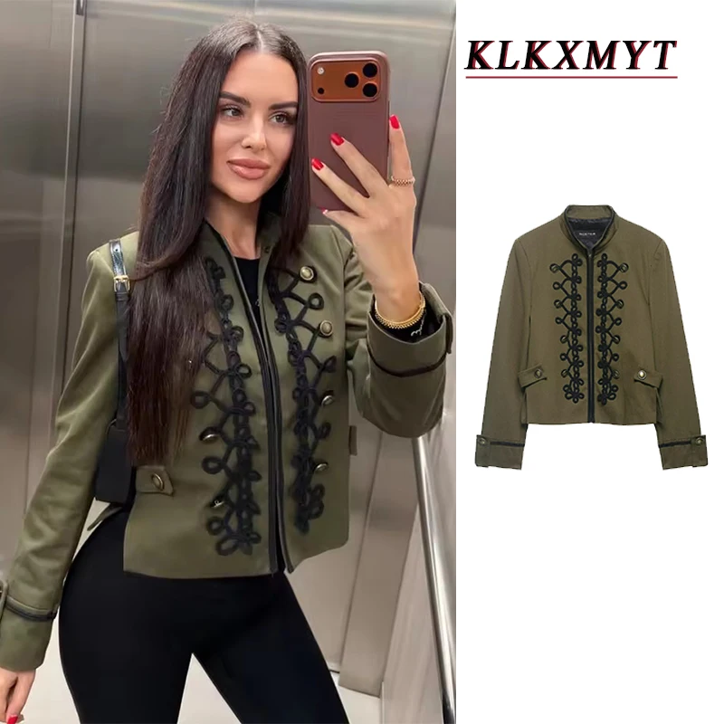 

Женский винтажный жакет в стиле Наполеона с подплечниками, длинными рукавами, застежкой на крючки, уличный блейзер, весна 2026, шикарное повседневное короткое пальто