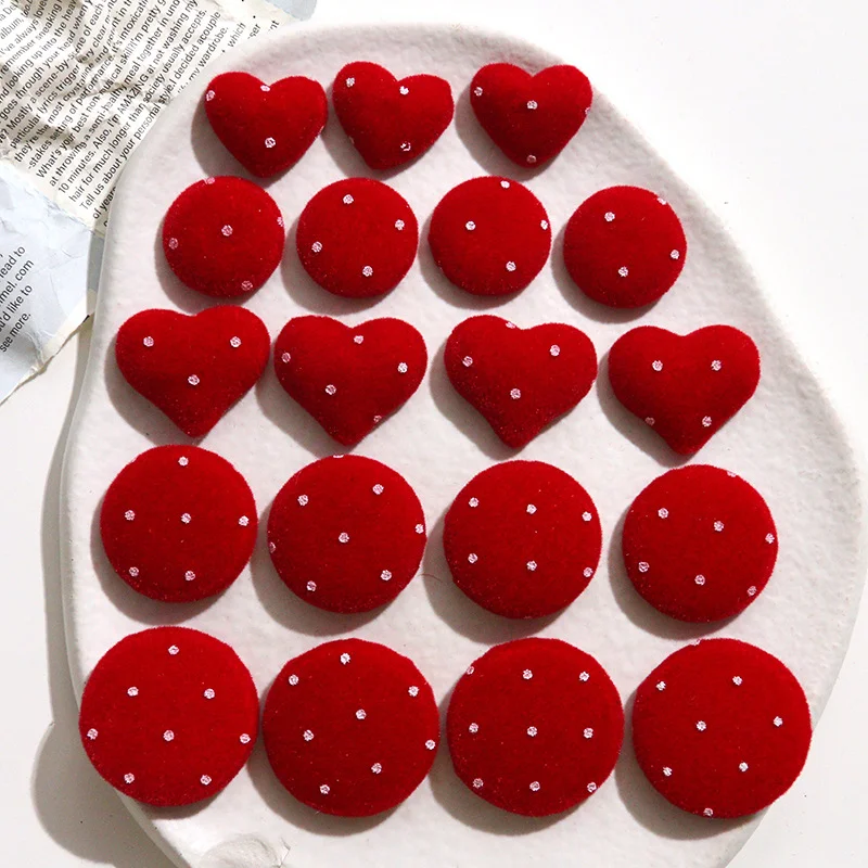 

WFFNNKC 20 шт. красные новогодние пуговицы, круглые декоративные аксессуары в форме сердца, серьги-шпильки «сделай сам», ювелирные изделия для одежды, материал нашивки