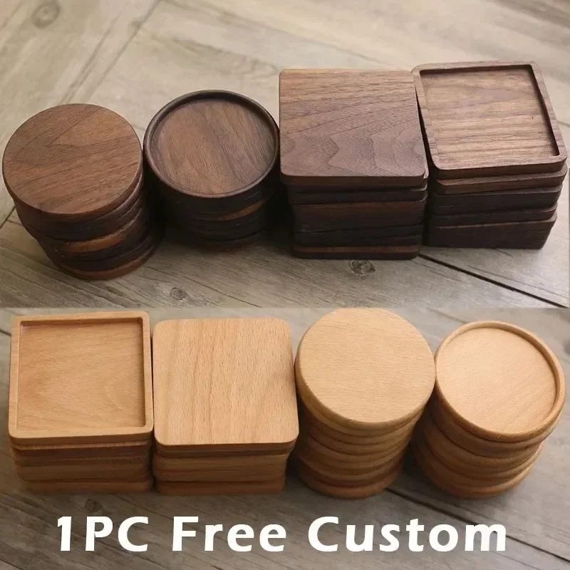 1 solid walnut beech heat-resistant coaster Coffee mat Thermal mat Japanese homemade cup holder small and exquisite