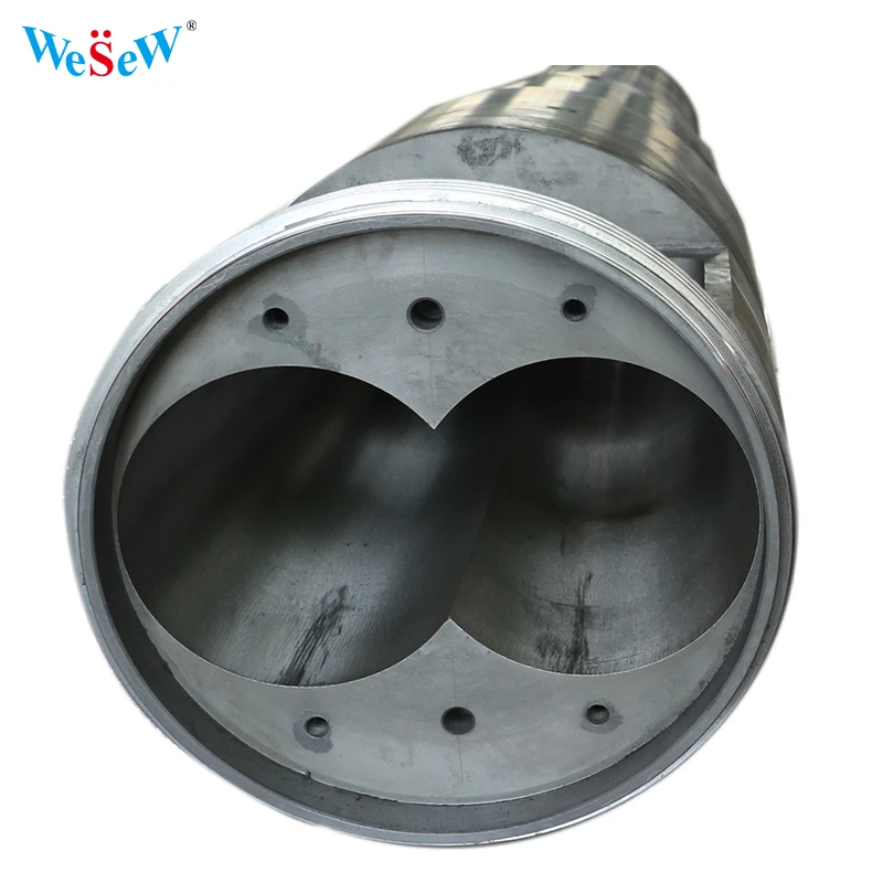 Bimetallic Conical Twin Barrel Screw With SZ65 Gear Box Injection Molding Screw Custom Design