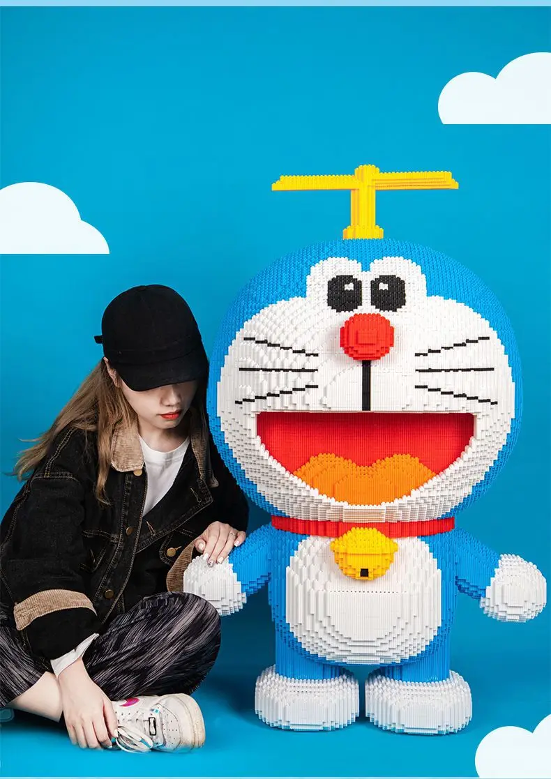 고난도 80000개 입자 초대형 도라에몽 조립 블록, 입체 장난감 장식품, 생일 선물