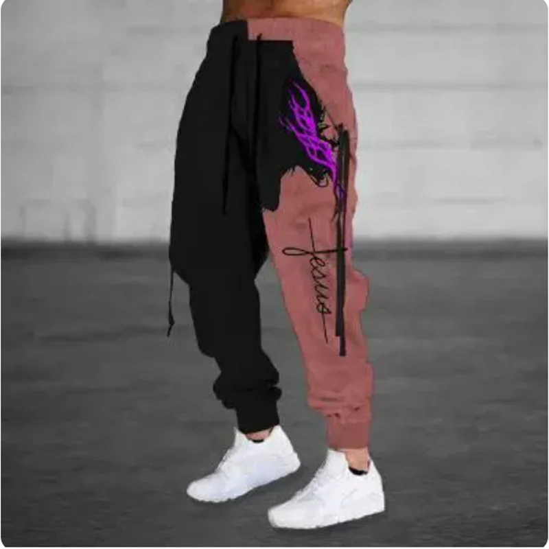 2025 Spring New Graffiti Drawstring Long Men's Sweatpants Joggers 3D Print Camo Trousers Mens Casual Pants