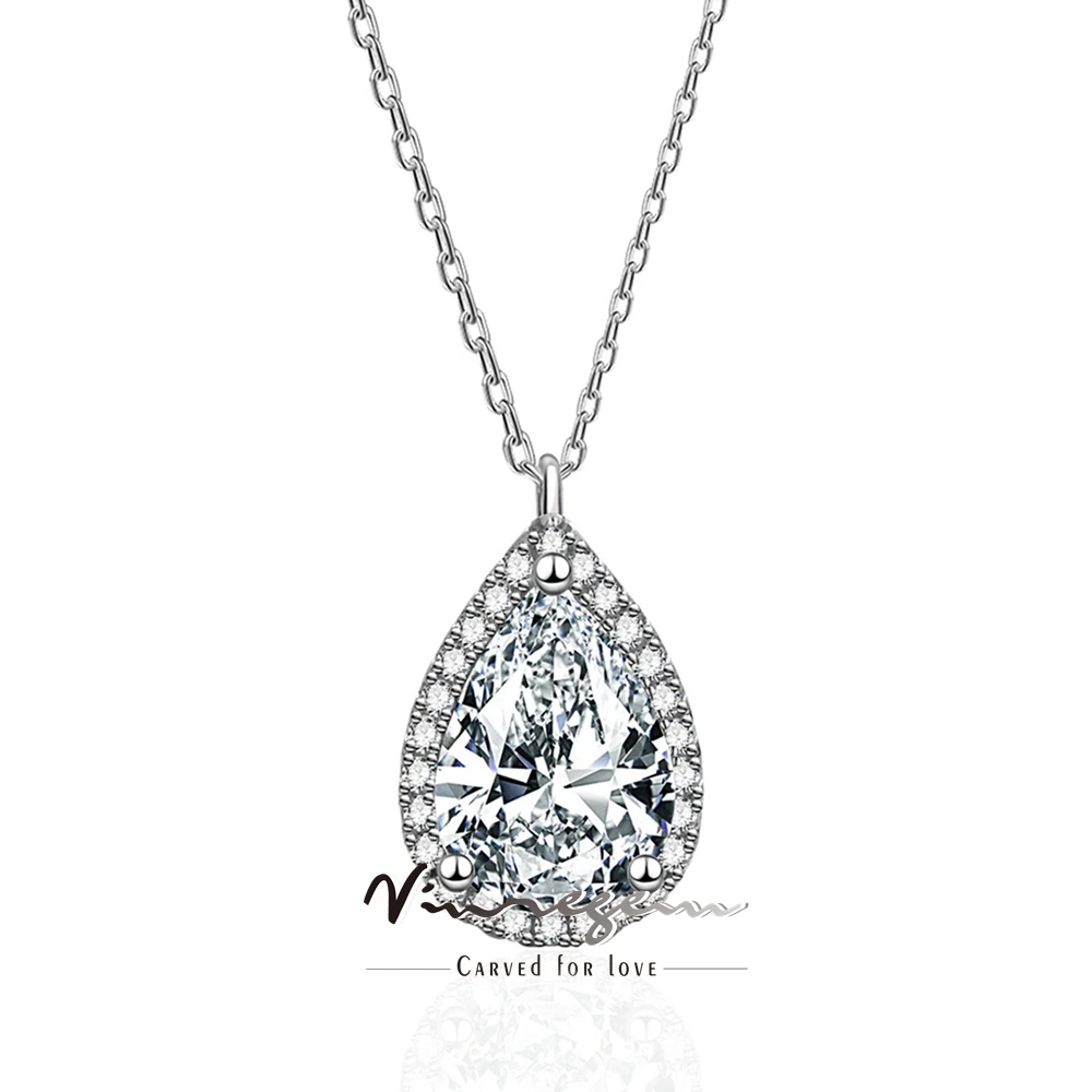 

Vinregem 3EX VVS1 D Color 7*9MM Pear Cut Real Moissanite Diamond Pendant Necklace 100% 925 Sterling Silver Jewelry Drop Shipping