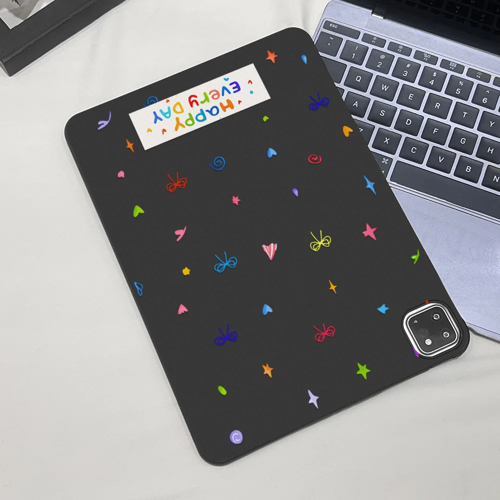 Sweet Doodle Color Bow Star Straight Edge Matte Tablet Case For Samsung Galaxy Tab S9 S10 S11 S12 Ultra S12 Plus A9 A11 Cover