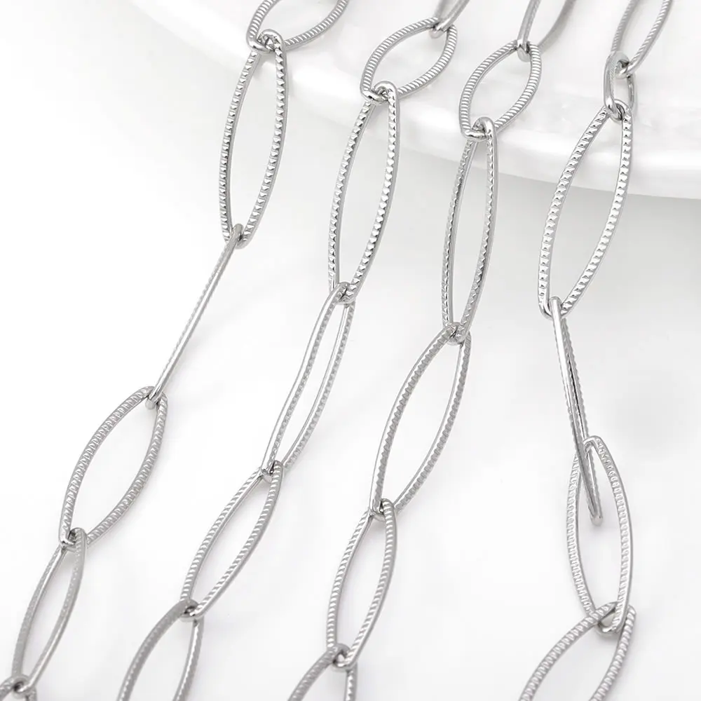 1 متر الفولاذ المقاوم للصدأ اللون الفولاذ المقاوم للصدأ طويل البيضاوي الشكل قلادة سلاسل أساور سلاسل المجوهرات عالية الجودة Diy بها بنفسك صنع