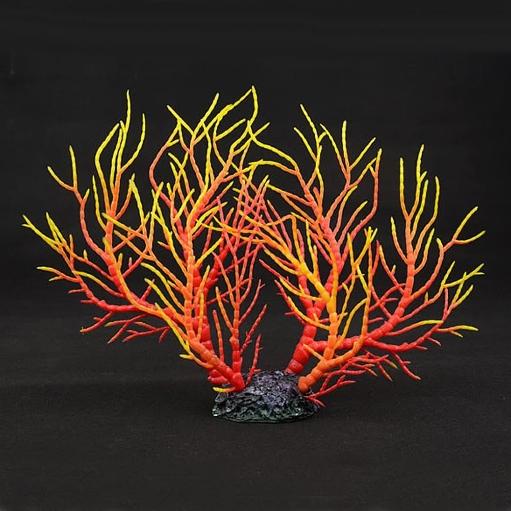 

Artificial Coral Tree Decoration 28x20cm Red Yellow Soft Coral naments for Fish Tank Aquarium Decor Non Toxic Polyethylene