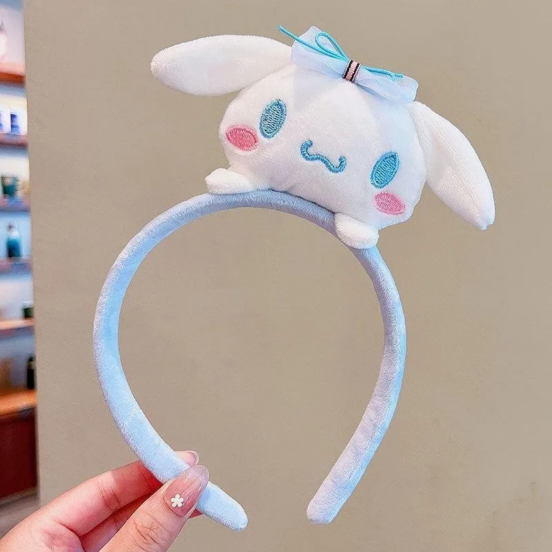 Cute Figure Kuromi Melody Cinnamoroll Plush Hairband Makeup Spa Headband Non Slip Skincare Yoga Face Washing Hair Accessories