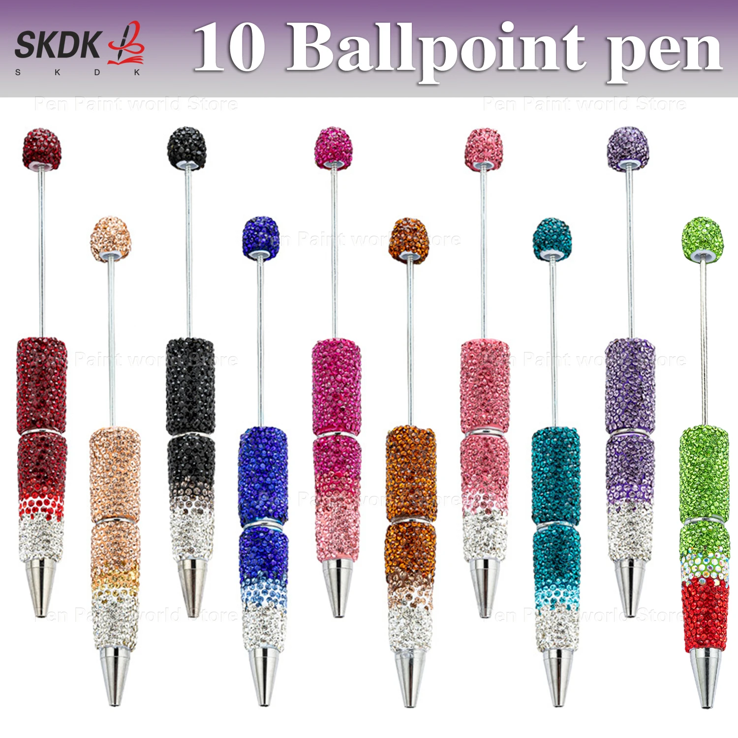 10Pcs DIY Bead Pen Ballpoint Pen Set - Sparkle Writing Tool for Creative Gifts, Party Favors & Craft Projects