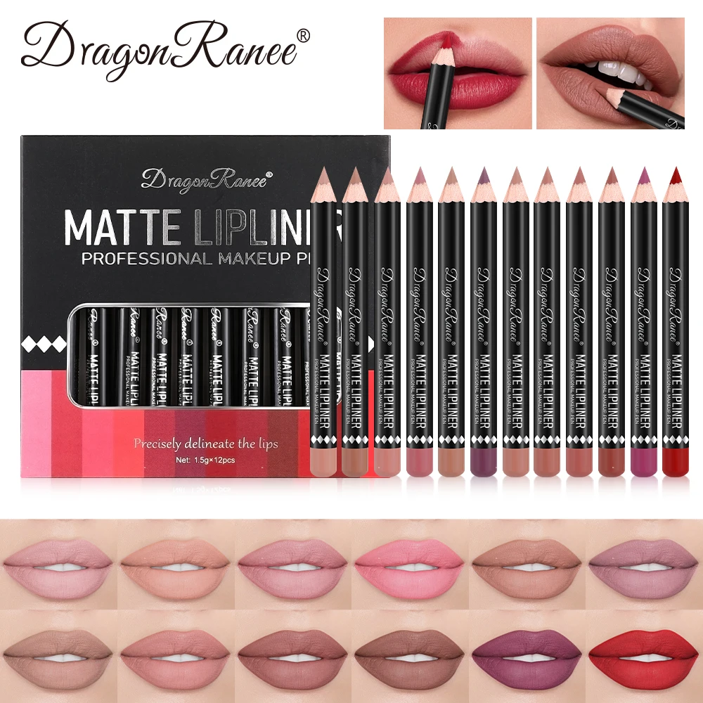12-Piece Lip Liner Set Velvet Matte Non-Stick Cup Lipstick Waterproof and Sweat-Proof Whitening Autumn and Winter Lip Liner Set