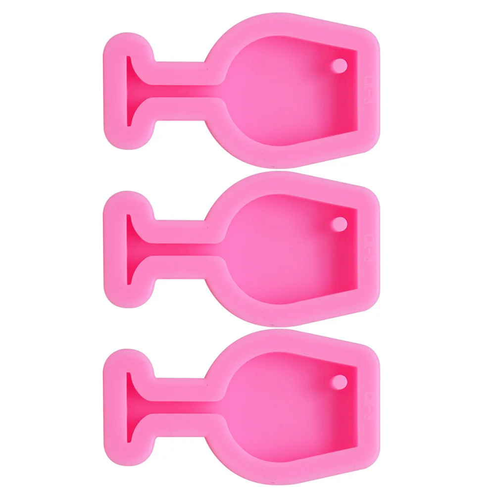 3 Pcs Keychain Mold Keyring Charm DIY Jewelry Mould Resin Pendant Goblet Shaped Silicone Molds