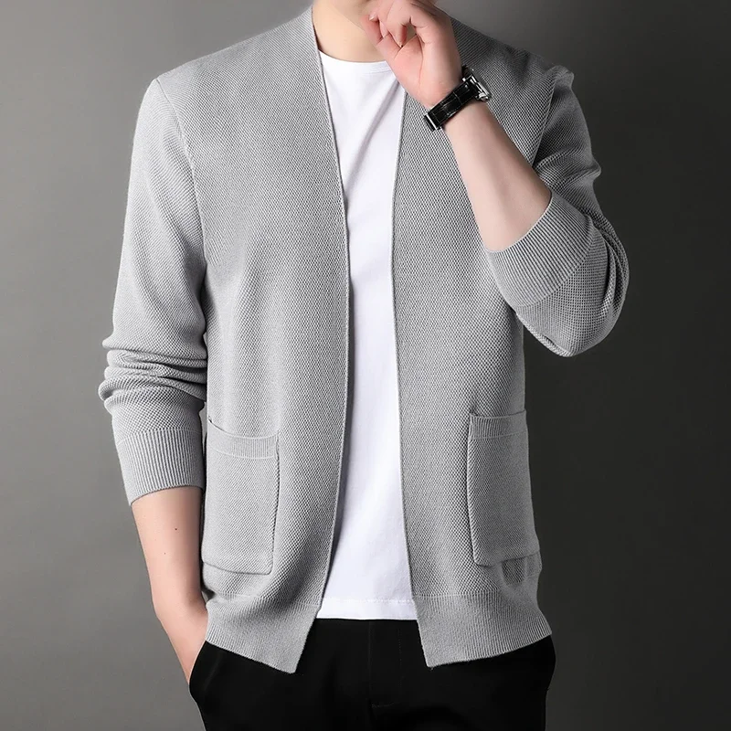 

Men's Knitted Sweater Cardigan Long Sleeved Solid Color Buttonless Simple Casual Comfortable and Versatile Daily Men Clothing