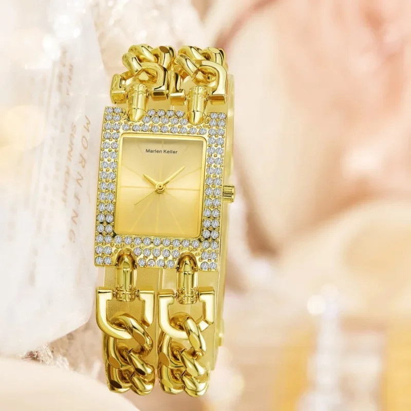 

New Top Brand Luxury Women's Watches Alloy Clock Lady's Gold Strap Watch Fashion Quartz Wristwatch