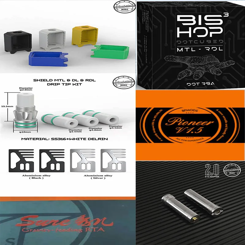 Original Ambition Mods Bishop MTL Dotcubed 3 2 Opia Pioneer V1.5 sure Converter SBS RBA tank for sxk bb dotAIO V1 & V2 quipment