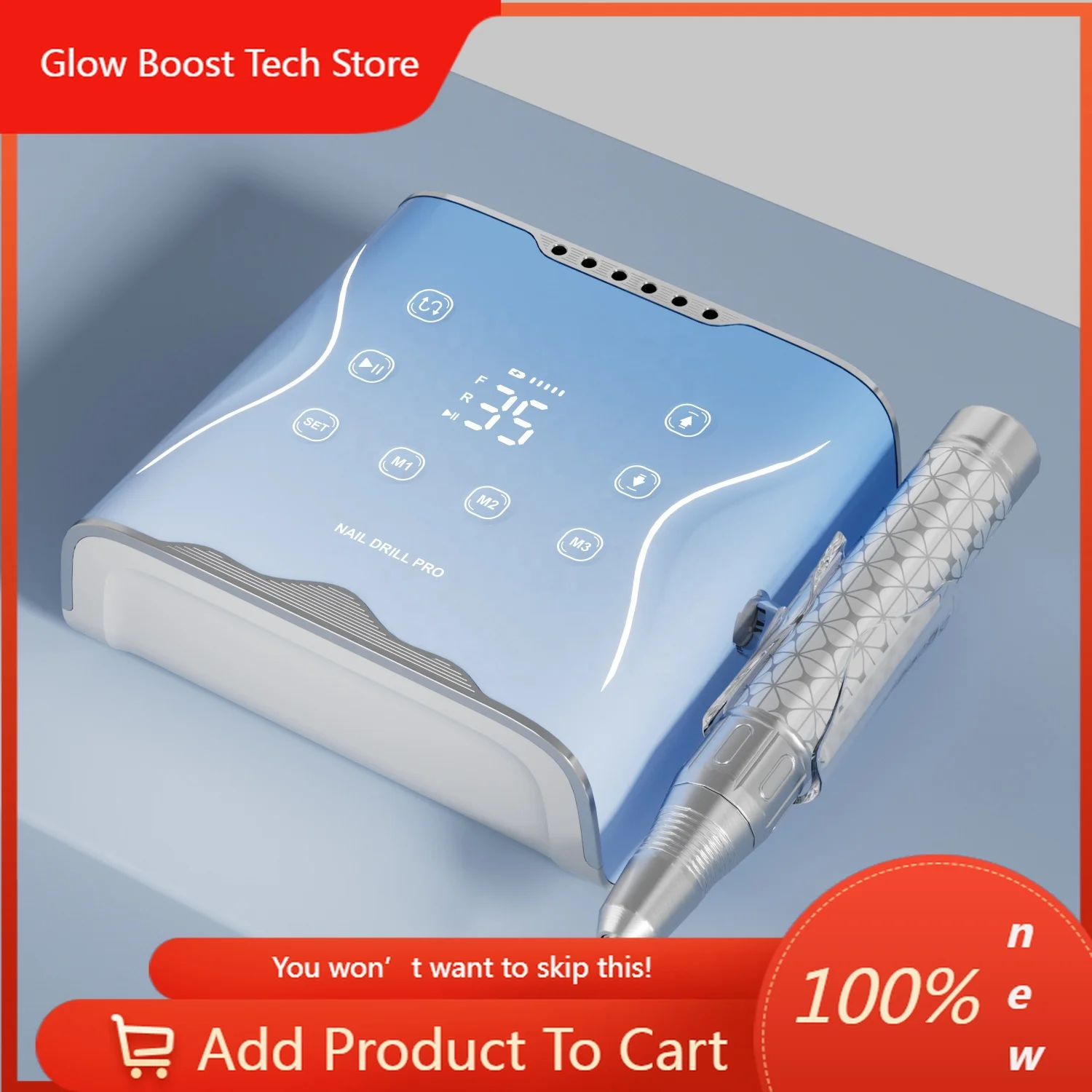 

Беспроводная электрическая фрезерная машинка для маникюра NYBrushless, 60 Вт, 35 000 об/мин, для снятия гель-лака