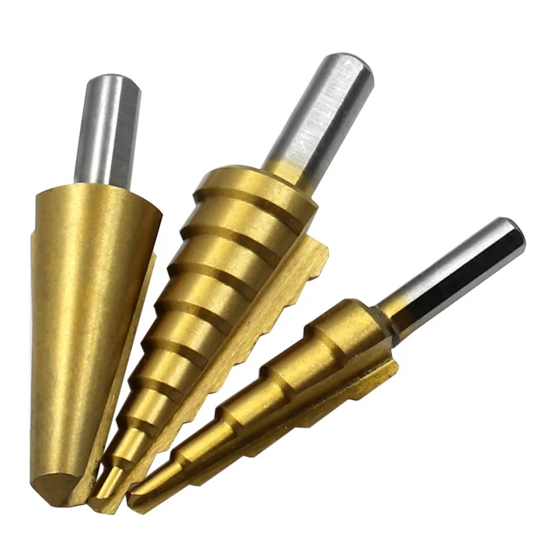 7Pcs High Quality Umbrella Chamfer Drill Straight Groove HSS Step Drill Drilling Tools Set Wood Metal Hole Taper Drill Bits