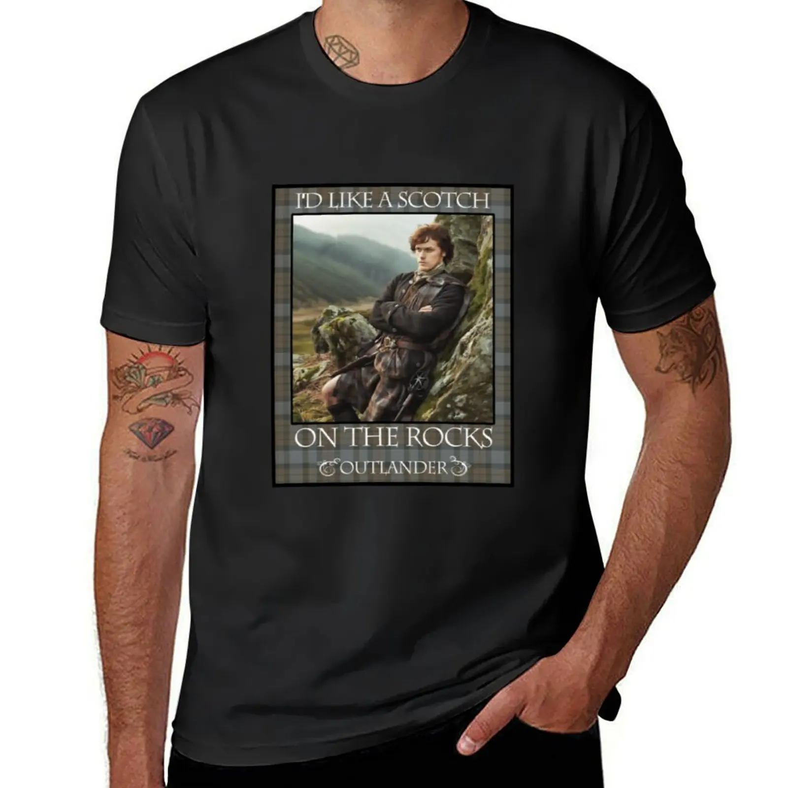 Outlander On Starz T-Shirt tops anime clothes blanks t shirt for men