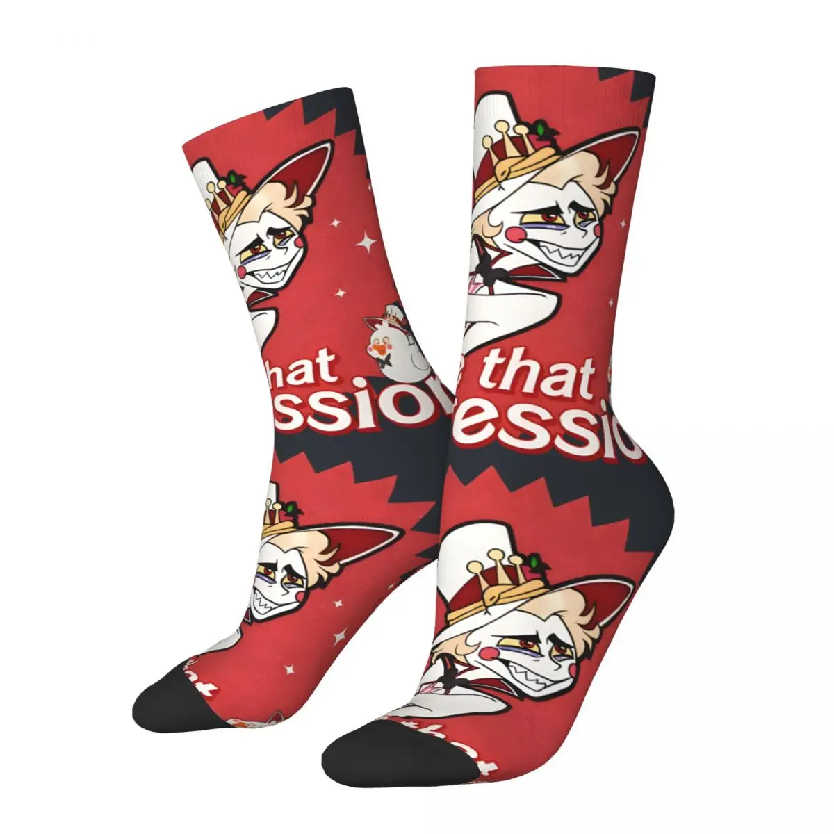 Hip Hop Depression Lucifer Crazy Men's compression Socks Unisex Hazbins Hotels Harajuku Seamless Printed Novelty Sock Boys Gift