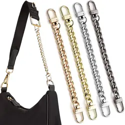 Mini Purse Chain, DIY Metal Flat Chain- for Messenger Bag Purse Strap Extender Handbag Accessory Decoration, with Metal Buckle