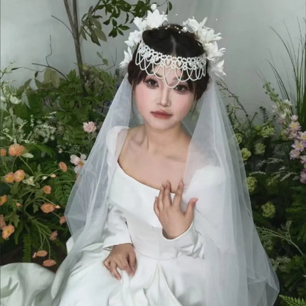 새로운 흰색 페르시 신부 머리 장식 진주 우아한 신부 머리 장식 프랑스 스타일 웨딩 헤어 쥬얼리 사진 액세서리