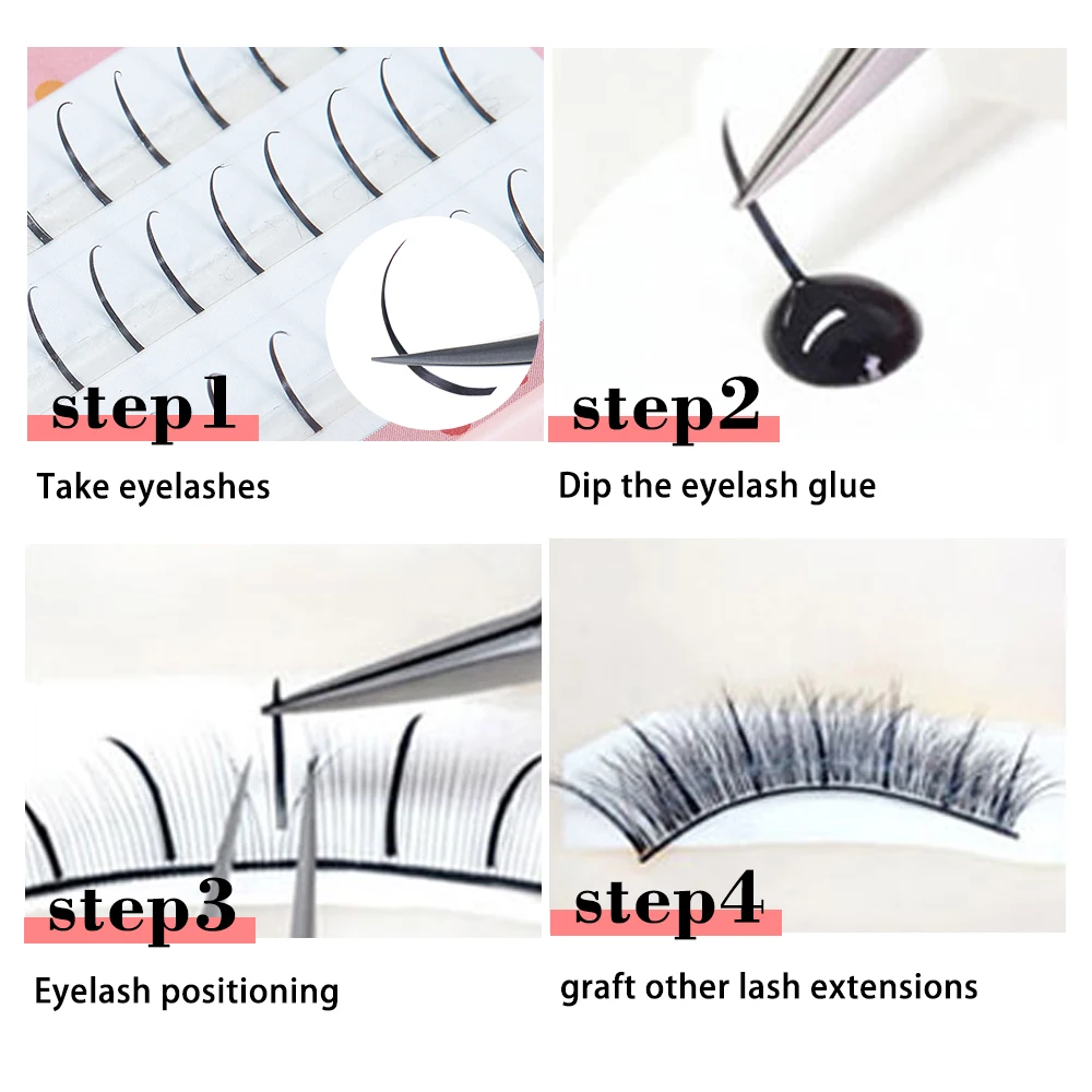 Yelix A/M Shape Professional Makeup Individual Lashes Cluster Spikes Lash Wispy Premade Russian Natural Fluffy False Eyelashes