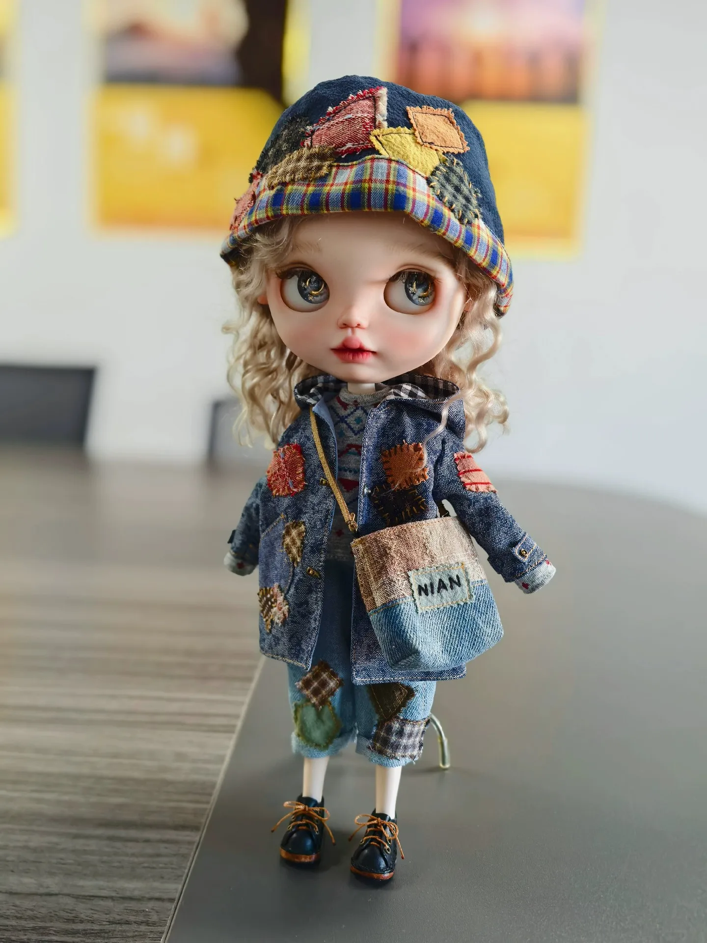 5pcs setWandering Style vintage  Blythe Hat, coat, top, pants, bag 1/6 30cm(Fit for azone,Pullip,Ob22/24/26,Licca)