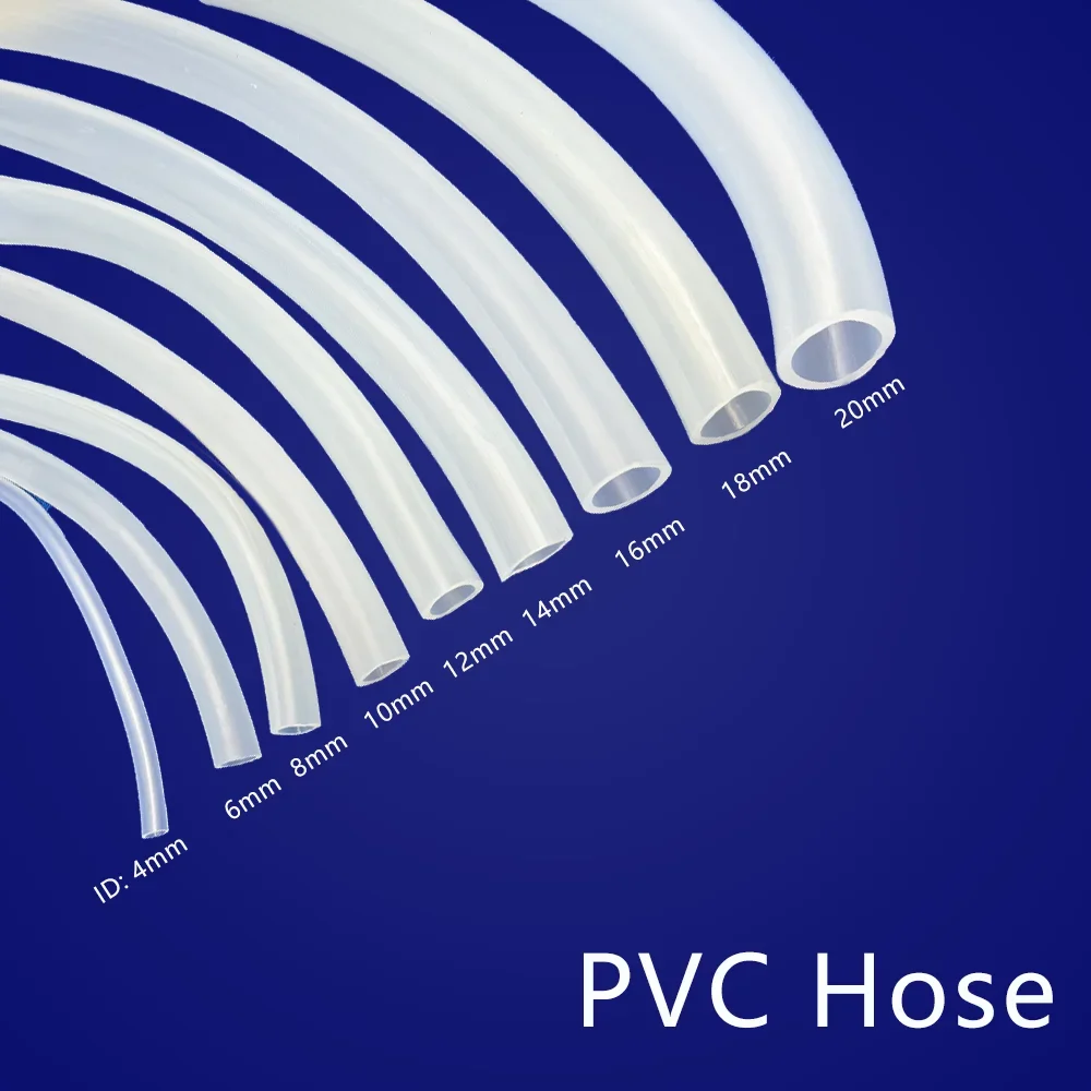 PVC-Schlauch, Wasser, Wasserleitung, Pumpenrohr, flexibel, langlebig, ID 4, 6, 8, 10, 12, 14, 16, 18, 20 mm, für Garten, Labor, Aquarium, Aquarium, Bewässerung