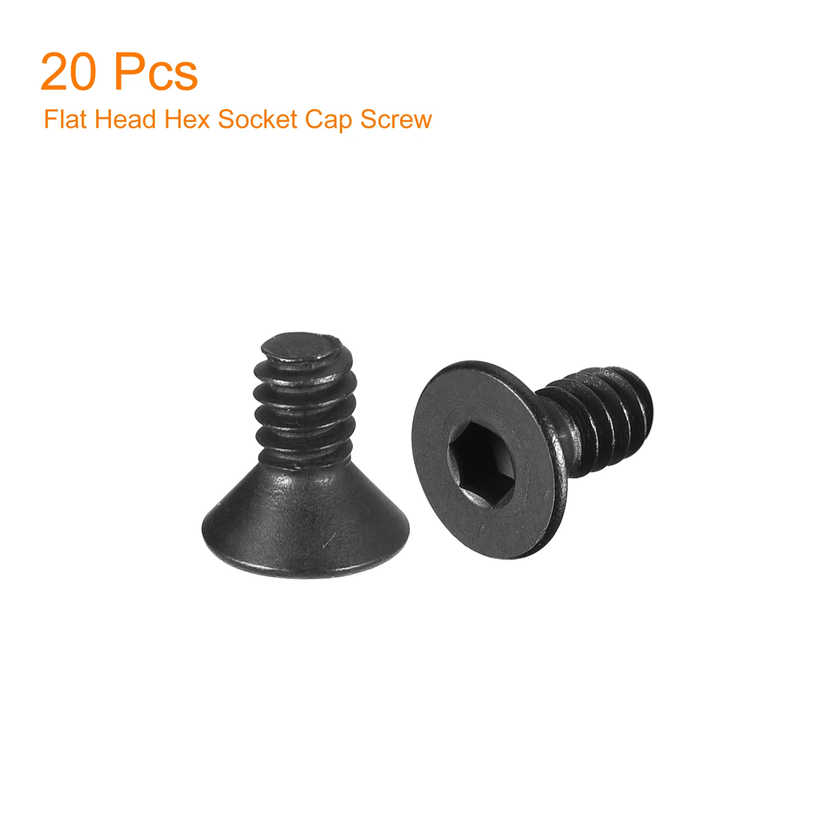 Uxcell-Cabeça Plana Soquete Cap Parafusos, Aço Carbono Preto, Hex, Parafuso de Parafuso Sextavado, 20Pcs, #4-40x1, 4 ", #4-40x3, 8", #4-40x1 2"