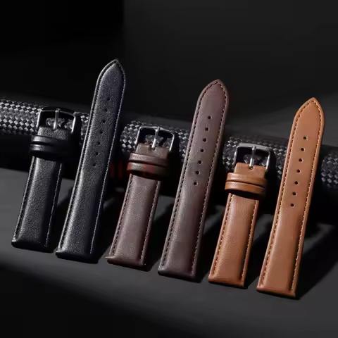 14mm 16mm 18mm 20mm 22mm 24mm Cowhide Watch Strap for Samsung Galaxy Watch 8/7/6/5/4 Smartwatch Wristband for Men Women Bracelet