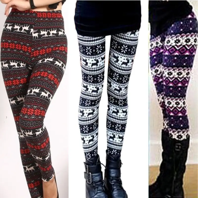 Women Christmas Print Leggings 18 Color High Waist Long Trouse Fashion Xmas Trousers Winter warm Pants ladies Christmas clothes