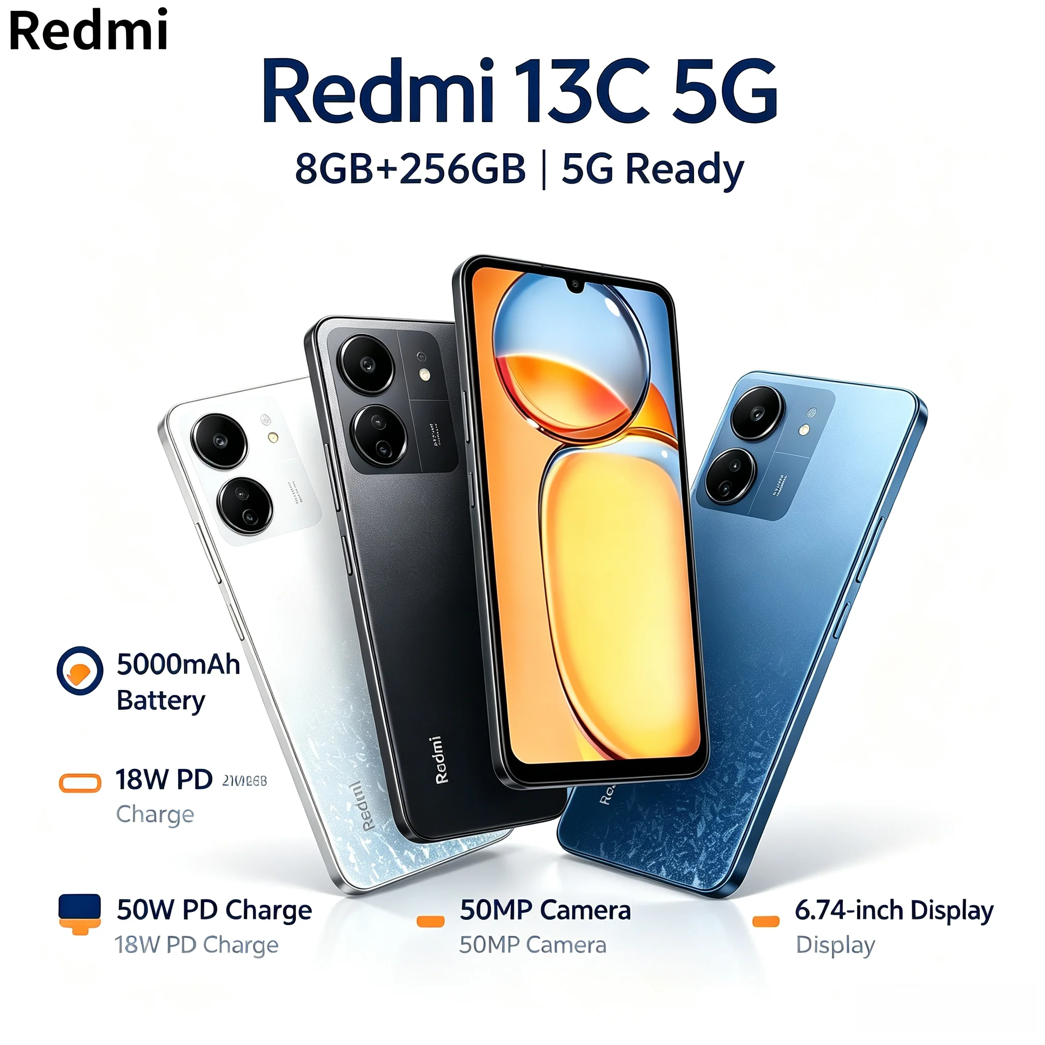 2026 New Redmi 13C Official Authentic Model 8+256GB Redmi Series Mobile Phone Powerful Performance Large Storage for Unmatched