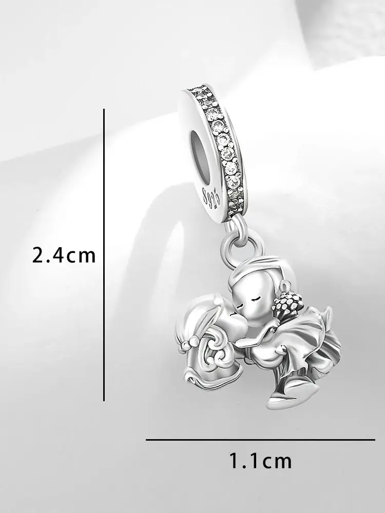 AliExpress NONE 2025 New European Springs Charm Flower Bee Bike Pendant Bead Fit Original Bracelet DIY Women Jewelry Gift 925 Silver
