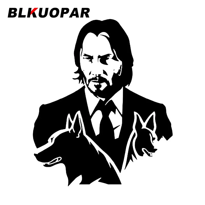 BLKUOPAR Movie John Wick and His Dog A Professional Handsome Assassin Silhouette Car Stickers Trunk Helmet Decals Laptop Lable