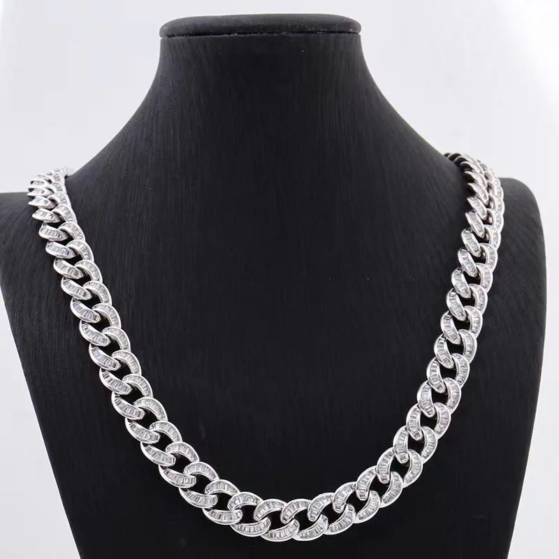 Creative Charm 925 Silver Moissanite Diamond Cuban Chain trendy Hip Hop Necklace for men