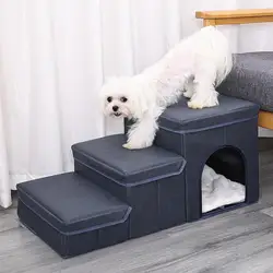 Foldable Dog Steps Dog Stair Portable Dog Steps Pet Home Ladder with Storage Box Heavy Duty Dog Steps For Home Sofa Bed