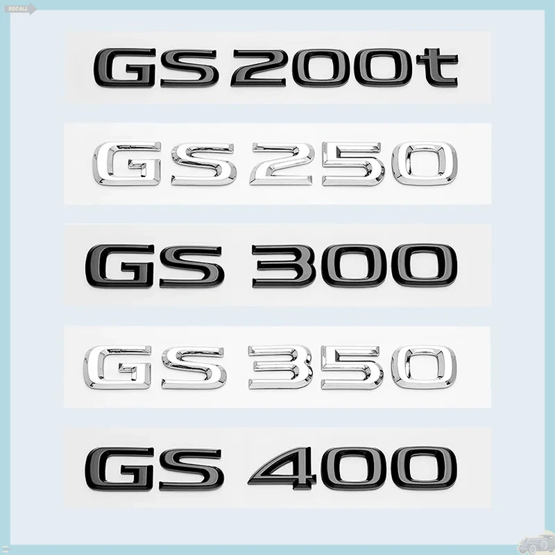 

1PC Chrome Glossy Black ABS Letter Emblem for GS200t GS250 GS300 GS400 GS460 GS450h HYBRID, Car Rear Trunk Logo Badge Sticker
