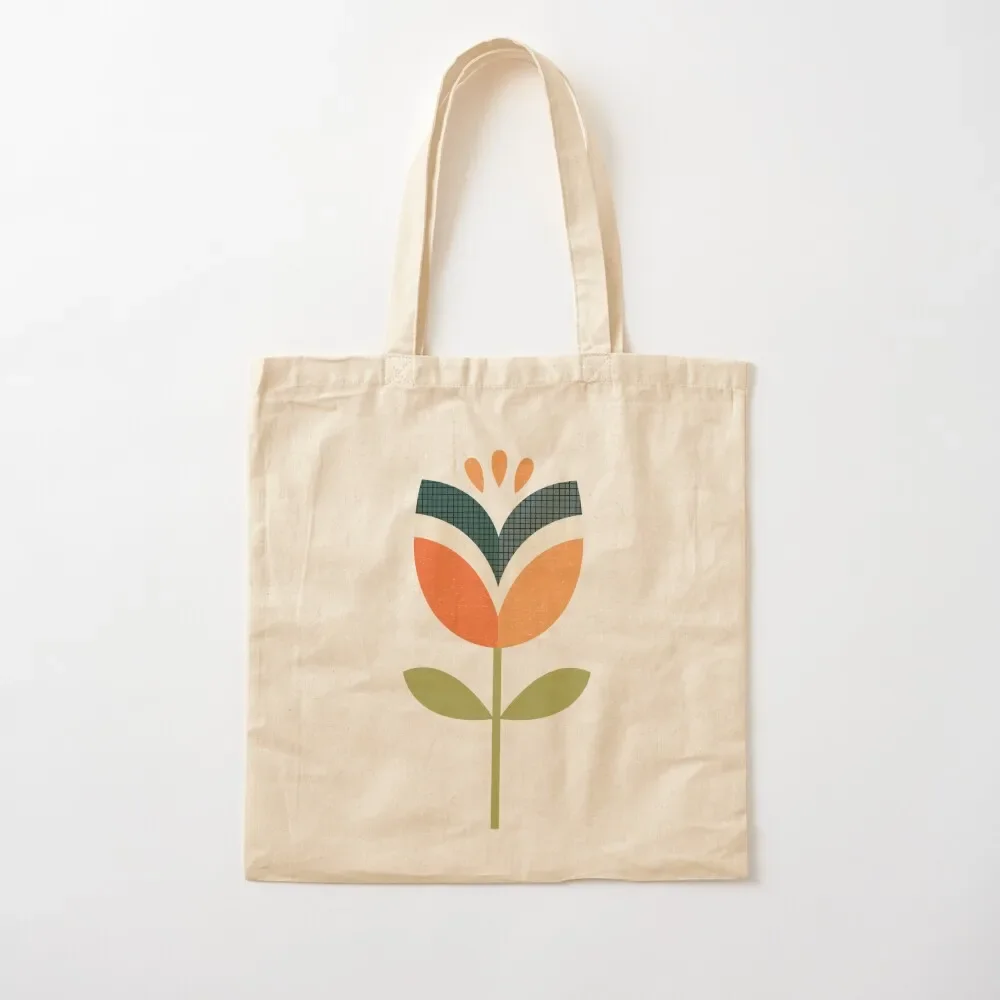 Retro Tulip - Orange and Olive Green Tote Bag Women's shopping bag handbag bag for beach