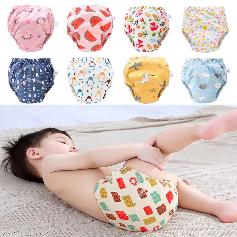 

Baby Potty Training Panties Reusable Cotton Nappies Children's Washable Diapers Newborn Absorbent Ecological Cloth Diaper Pants