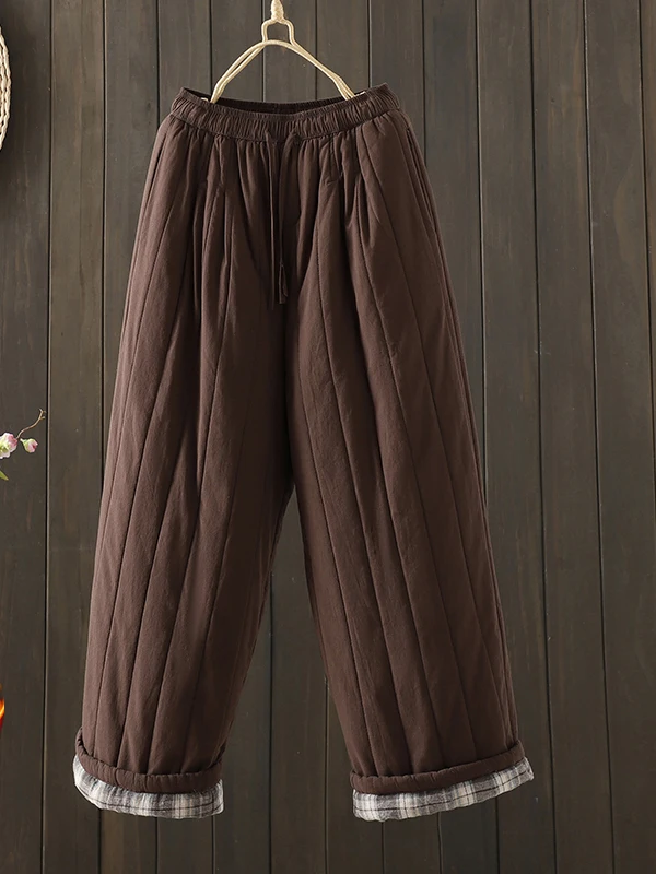 Retro Style Women's Harem Pants Cotton Warm Casual Loose Waist Winter Fashion Mom's Clothing Outerwear Cold Resistance