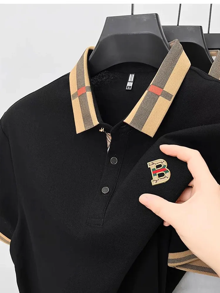 High end brand short sleeve polo shirt fashion letter embossed desig lapel T-shirt summer cotton breathable casual men's wear
