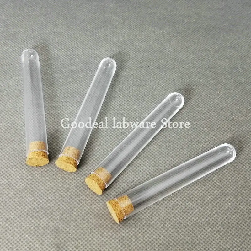 24pcs 12x75mm Transparent Plastic Test Tubes With Corks ,Party Candy Bottle with Round Bottom，Wedding Gift Vial