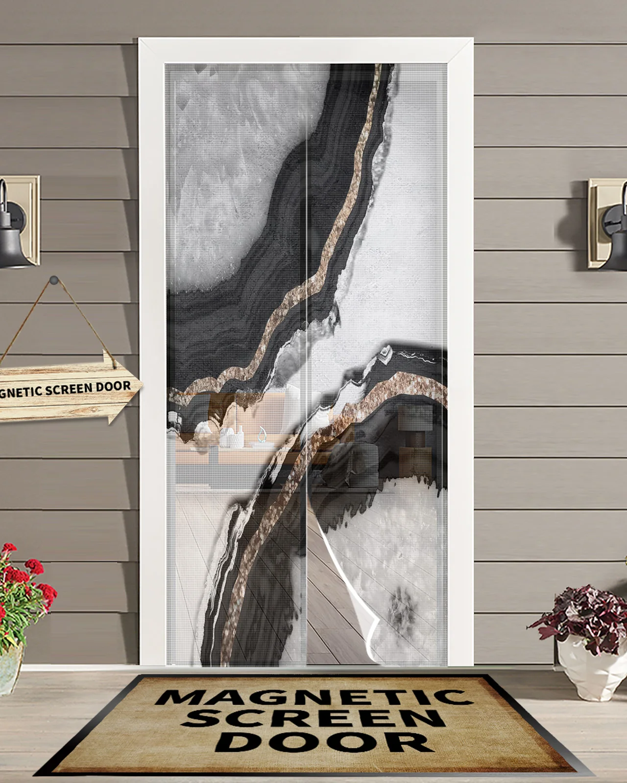 Agate Glam Decor Art Summer Magnetic Mosquito Net Anti Insect Fly Bug Magnetic Screen Door Curtains