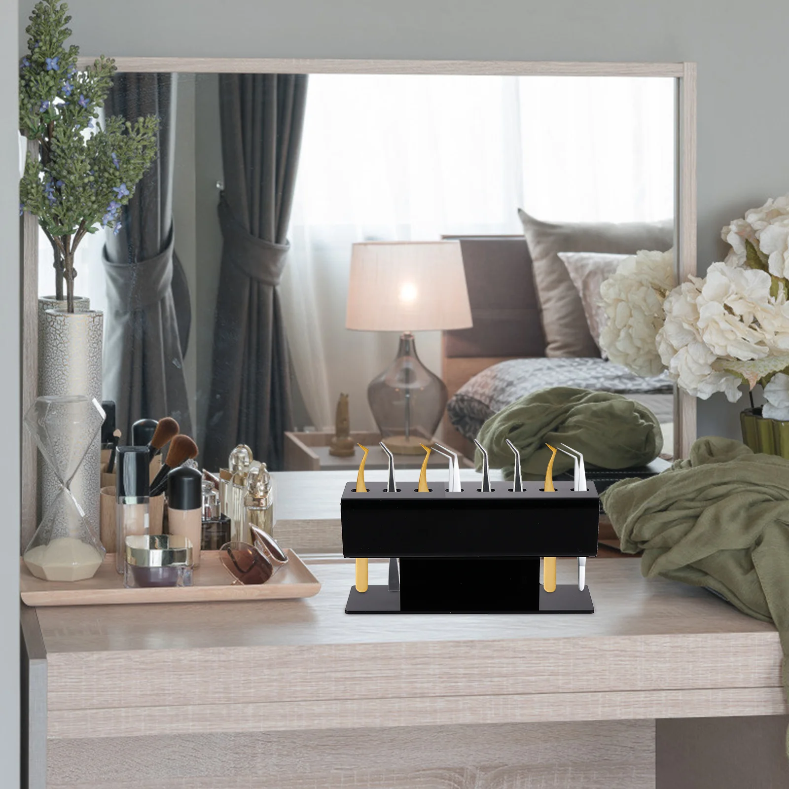 

Eyelash Tweezer Display Stand 8 Slot Acrylic Storage Holder for Extension Tools Makeup Organizer Home Accessory