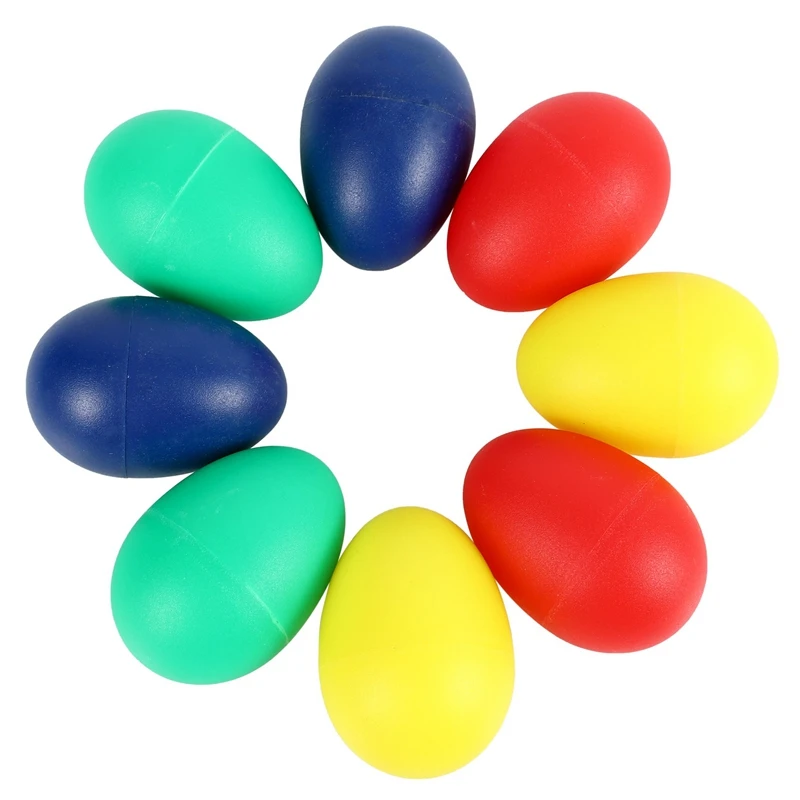 ABHS-8Pcs Playful Plastic Percussion Musical Egg Maracas Egg Shakers Kids Toys- 4 Different Colors